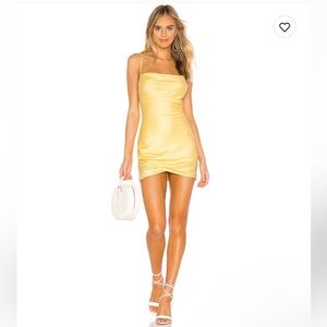 MAJORELLE Yellow Spaghetti Strap Bodycon Mini Dress